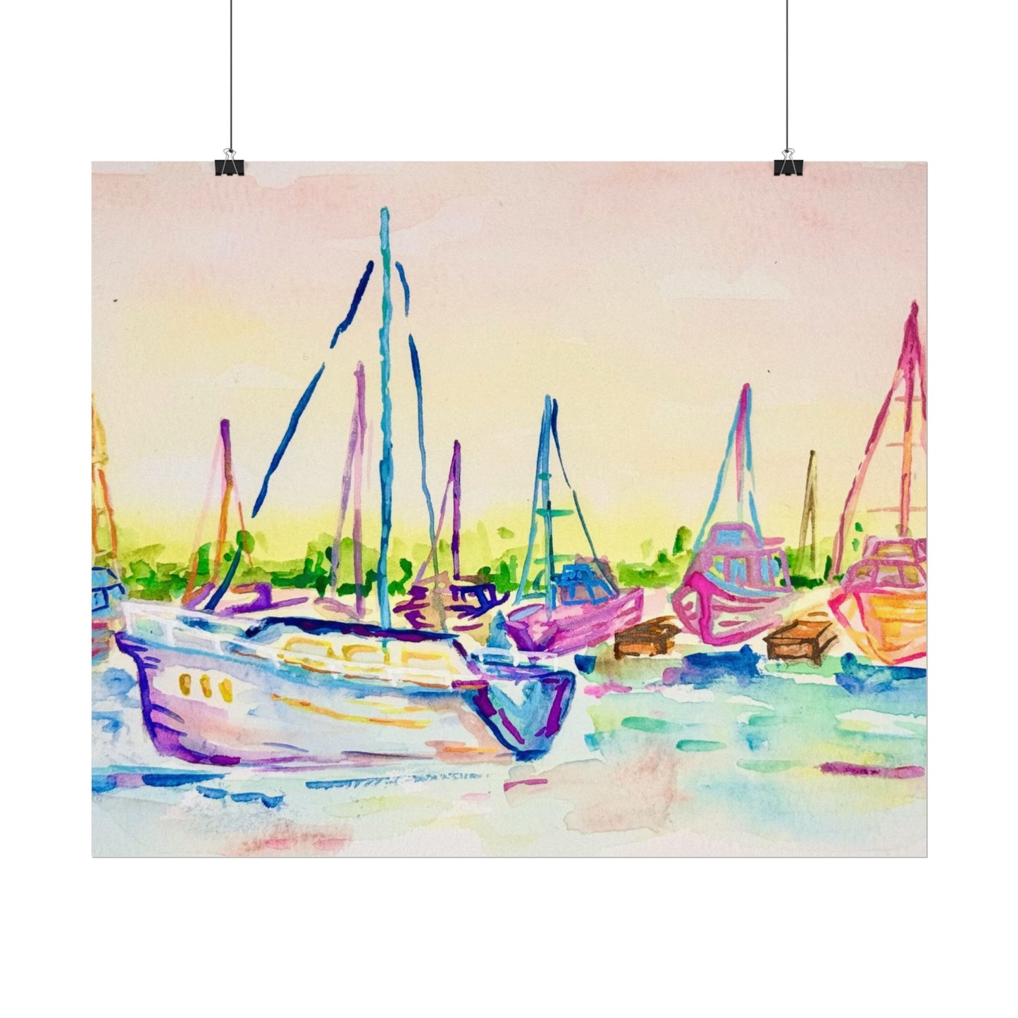 Copy of Watercolor Poster Key West Marina Print