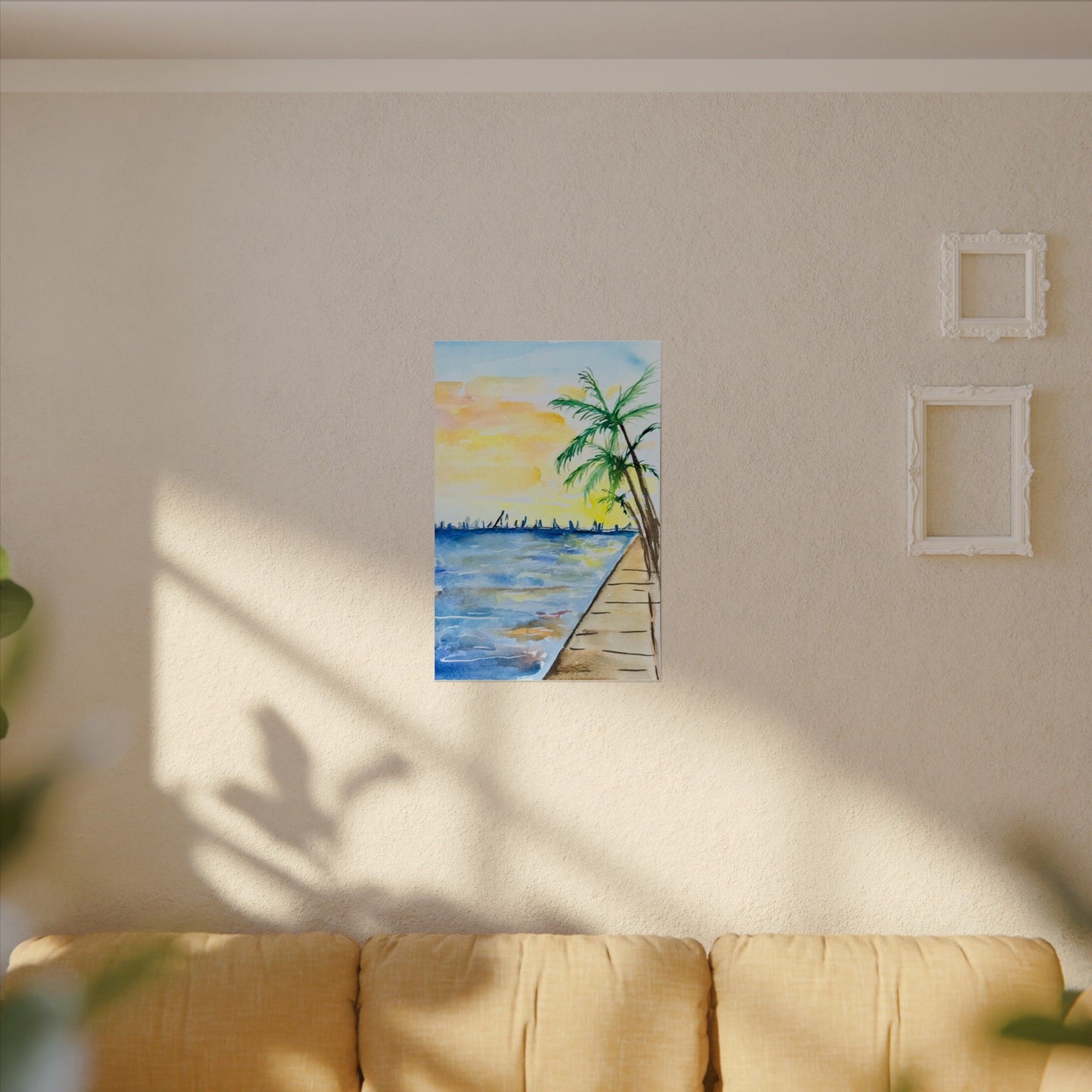 Watercolor Key West Marina Print Matte