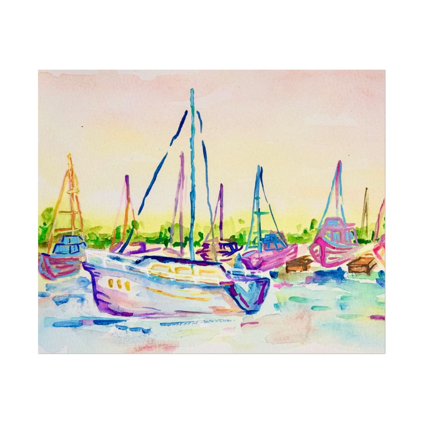 Copy of Watercolor Poster Key West Marina Print