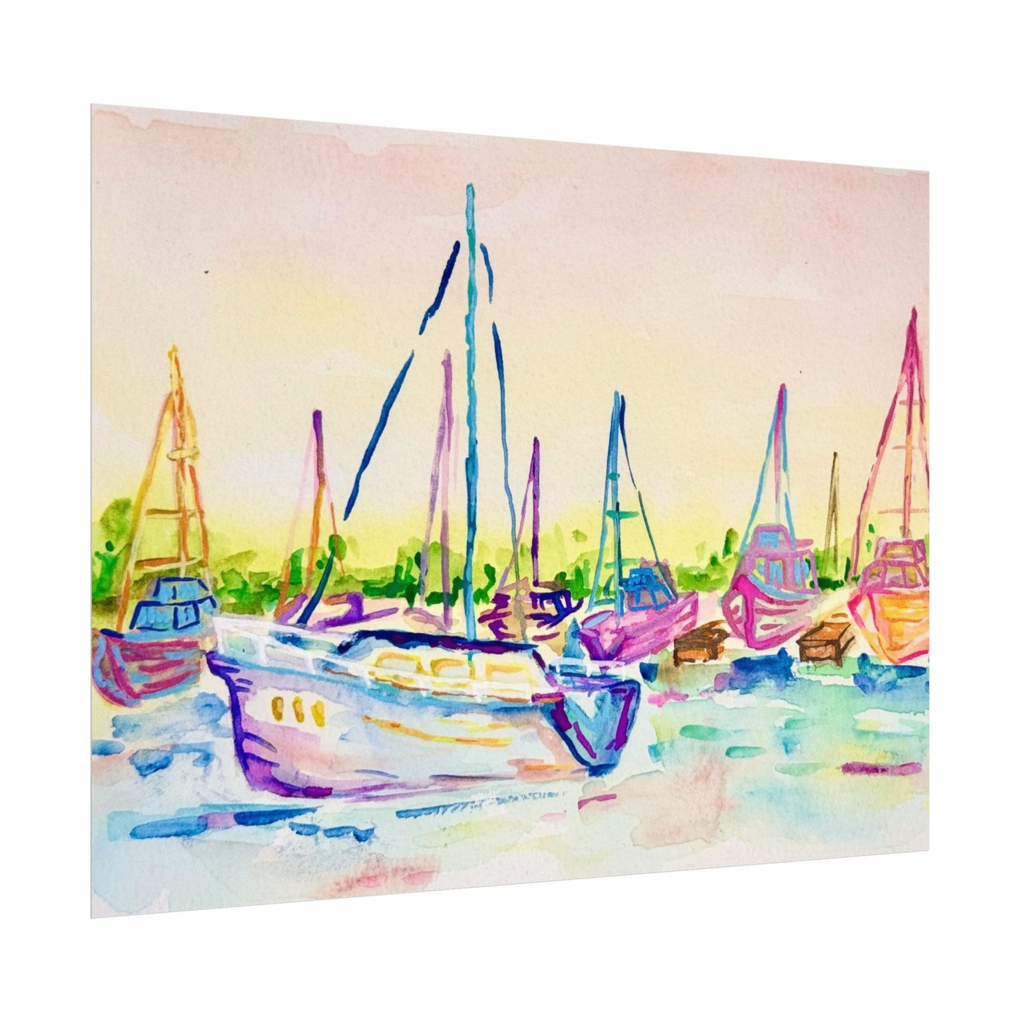 Copy of Watercolor Poster Key West Marina Print