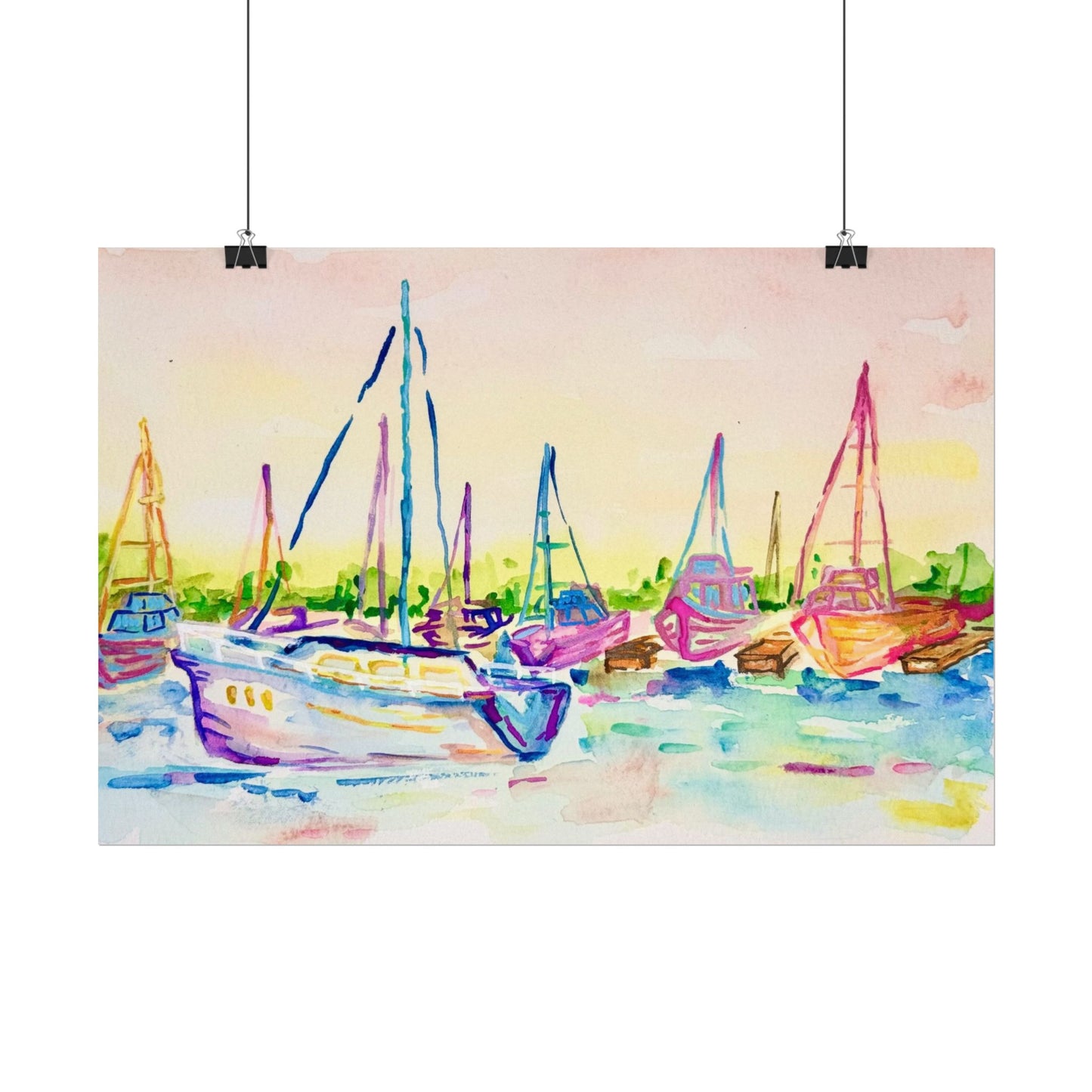 Copy of Watercolor Poster Key West Marina Print