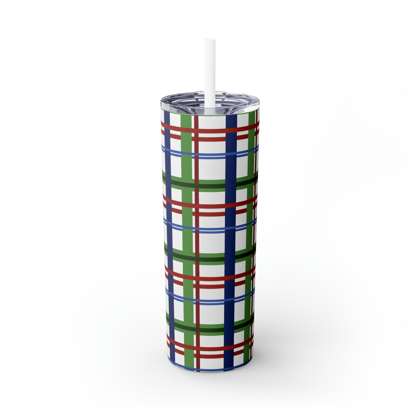 Plaid Tumbler with Straw, 20oz
