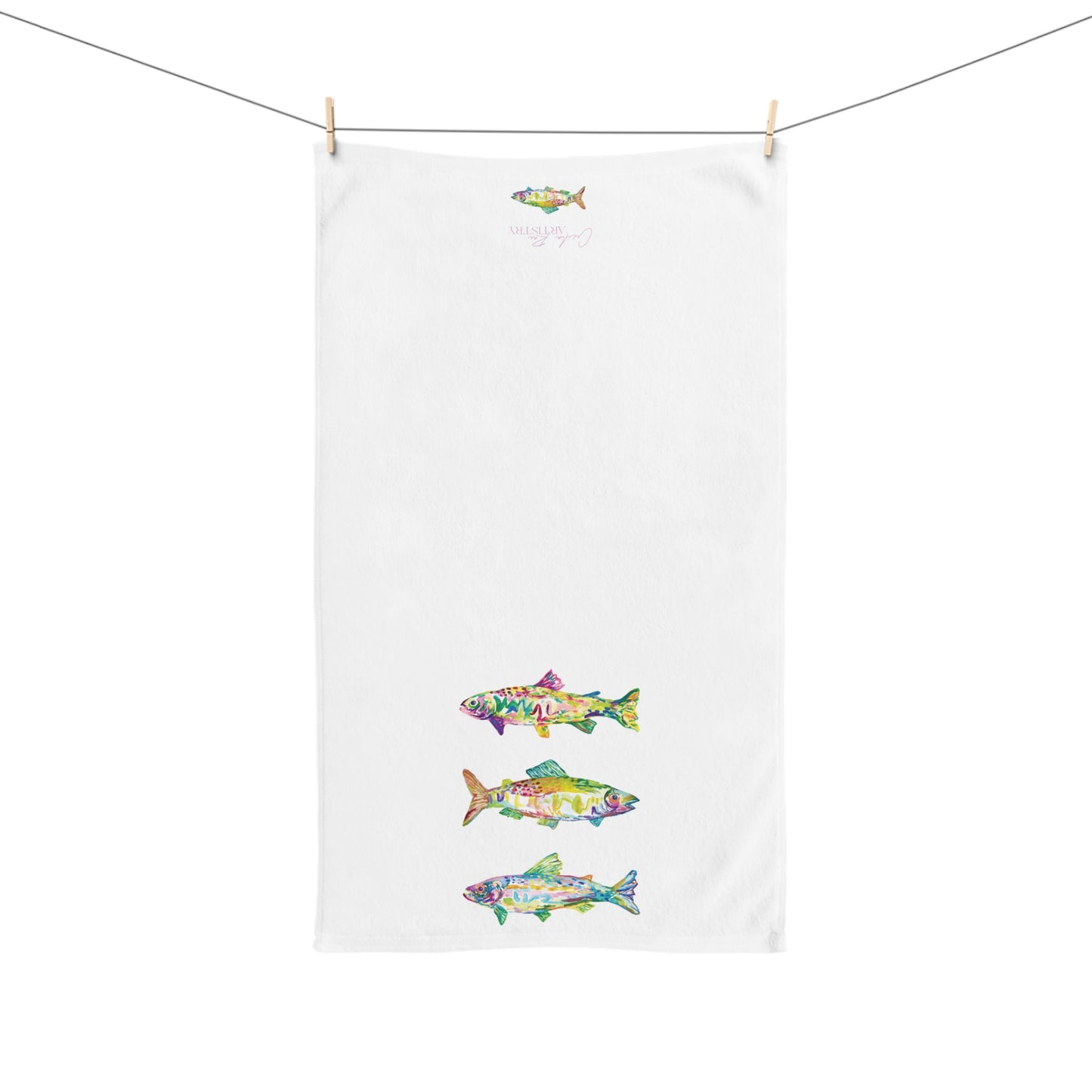 Upstream Fishes Hand Towel
