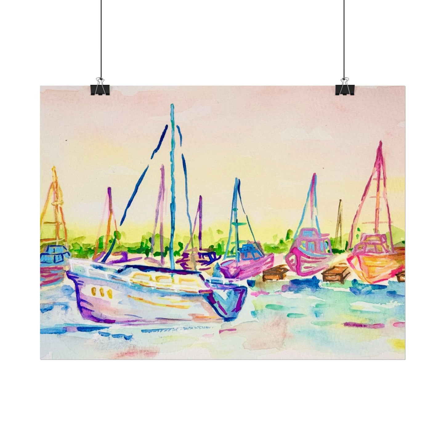 Copy of Watercolor Poster Key West Marina Print