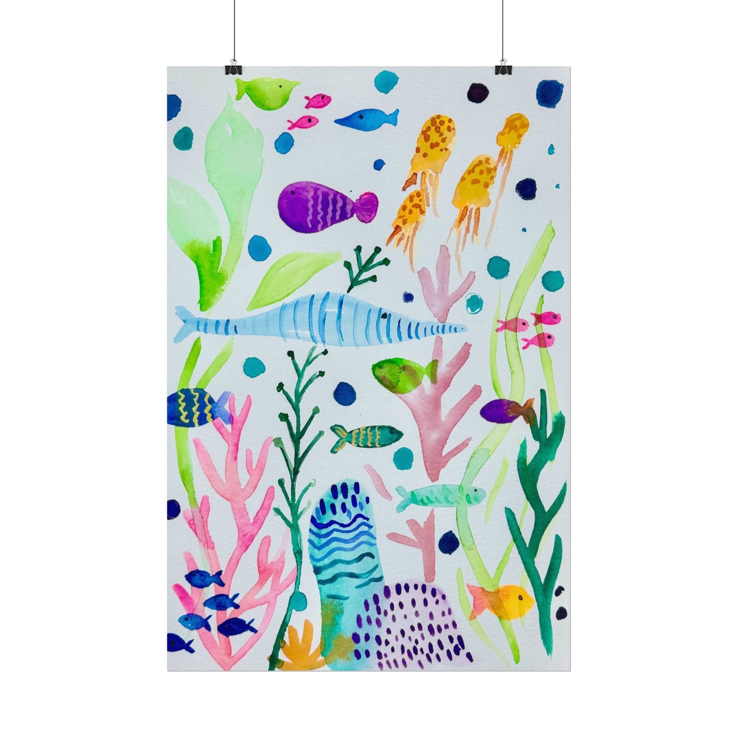 Sea Life Swimming Print Matte