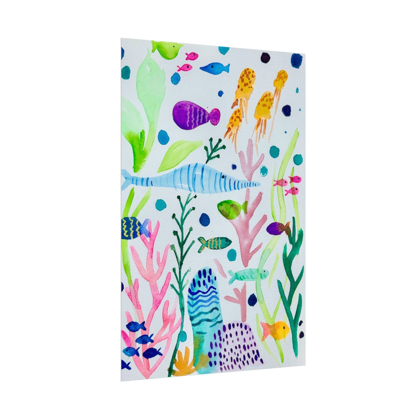 Sea Life Swimming Print Matte