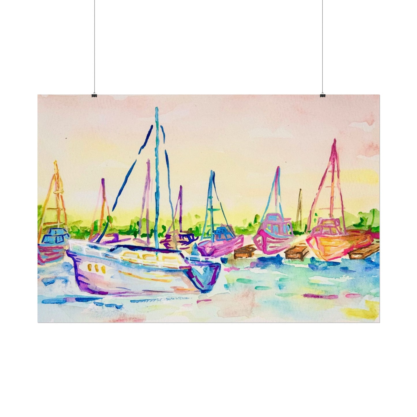 Copy of Watercolor Poster Key West Marina Print
