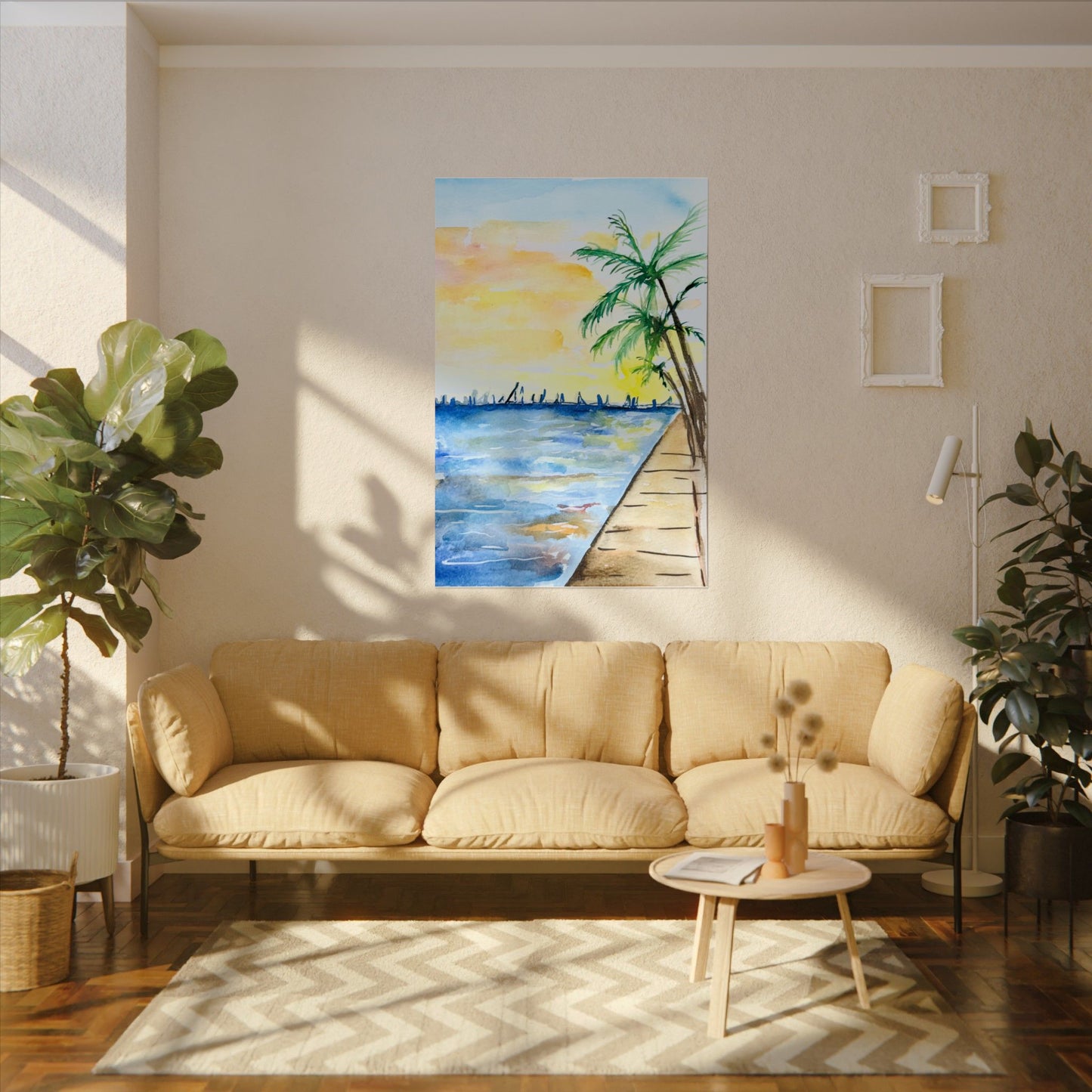 Watercolor Key West Marina Print Matte