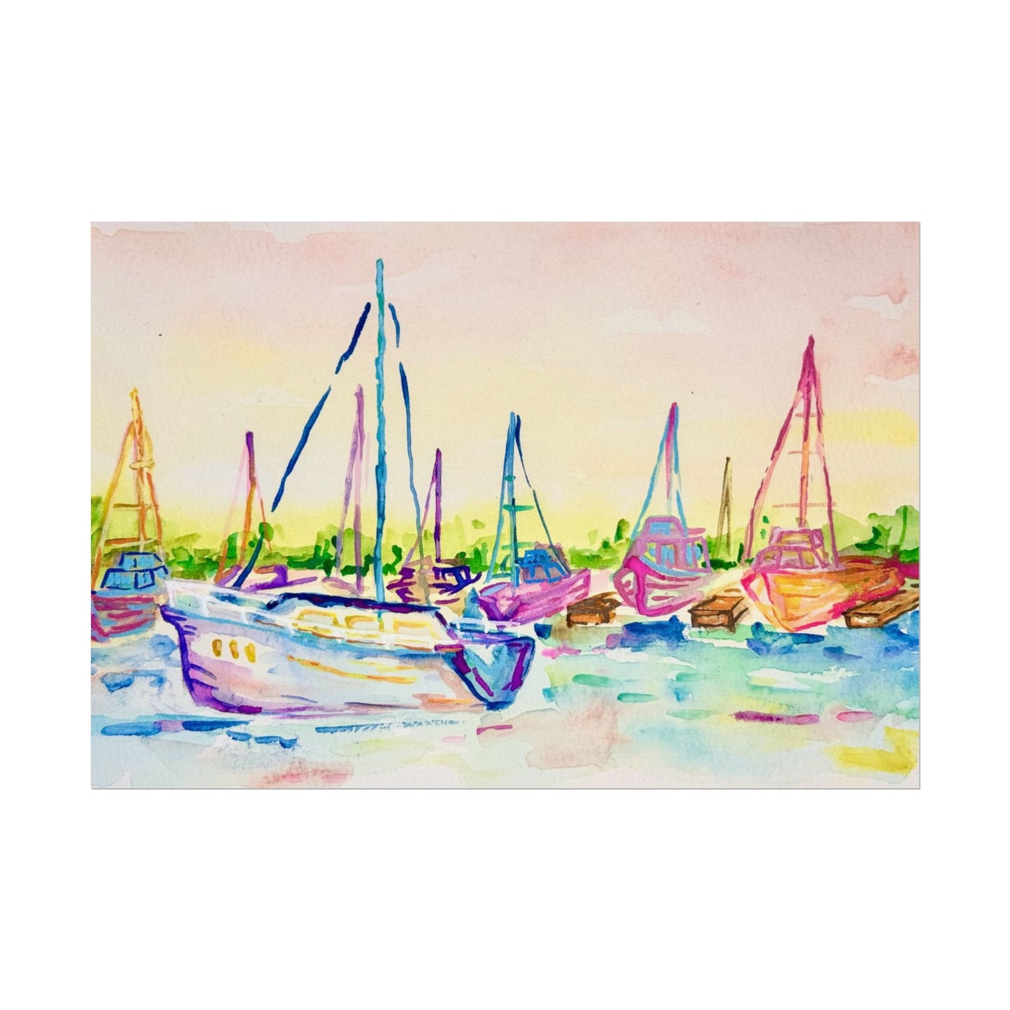 Copy of Watercolor Poster Key West Marina Print