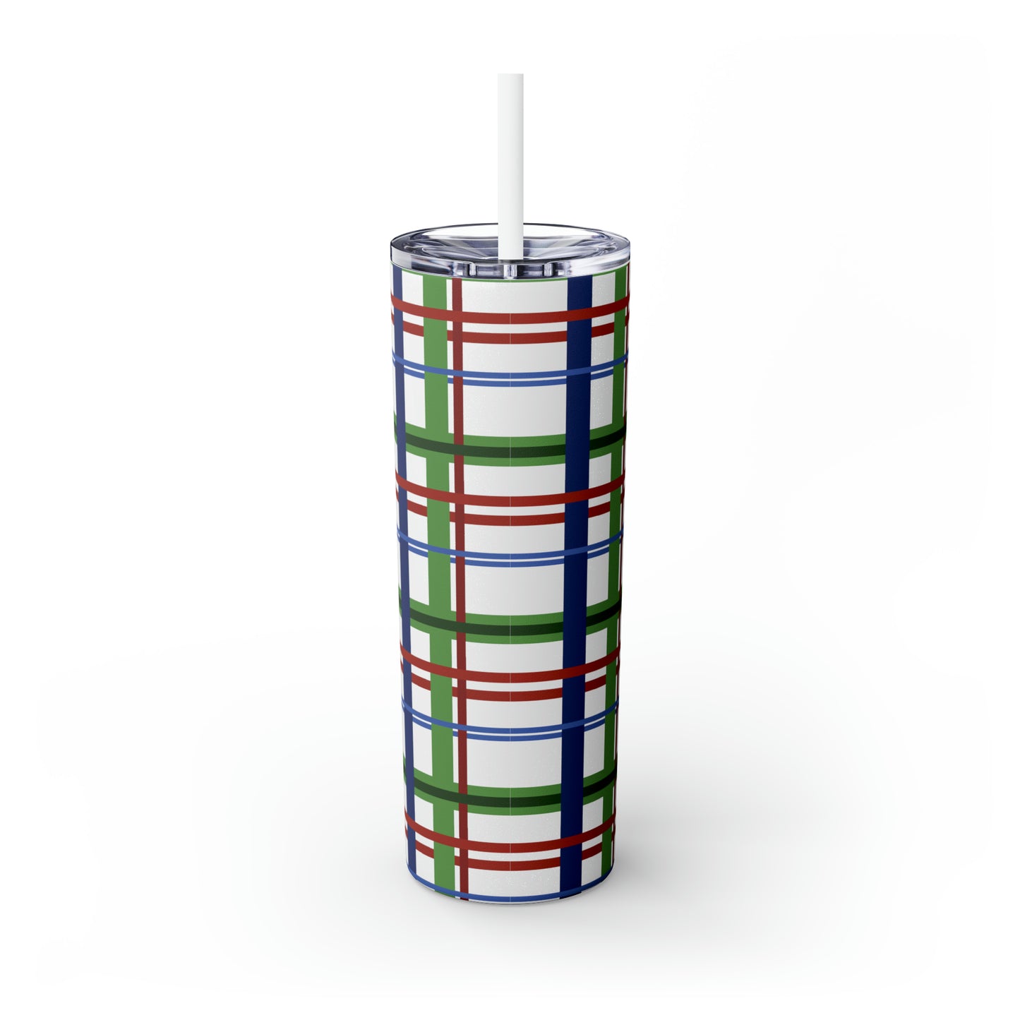 Plaid Tumbler with Straw, 20oz