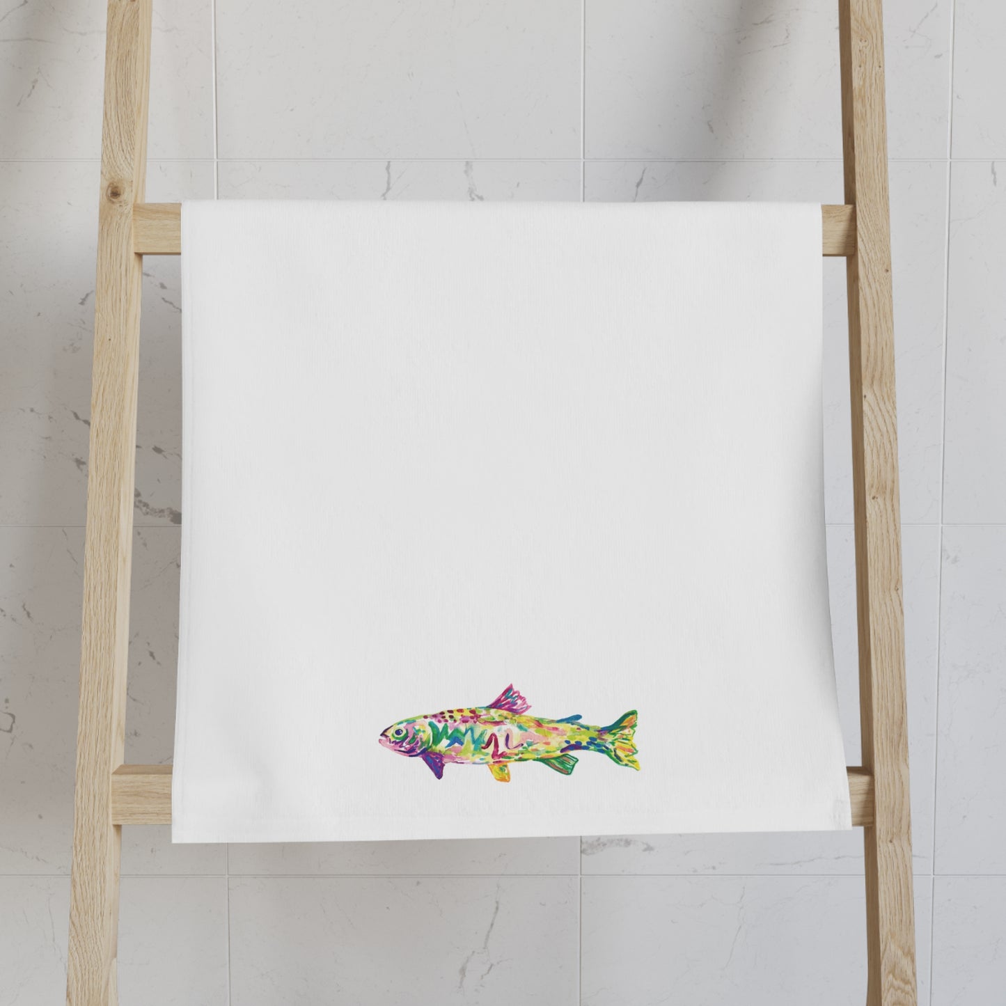 Pink Upstream Fish Hand Towel