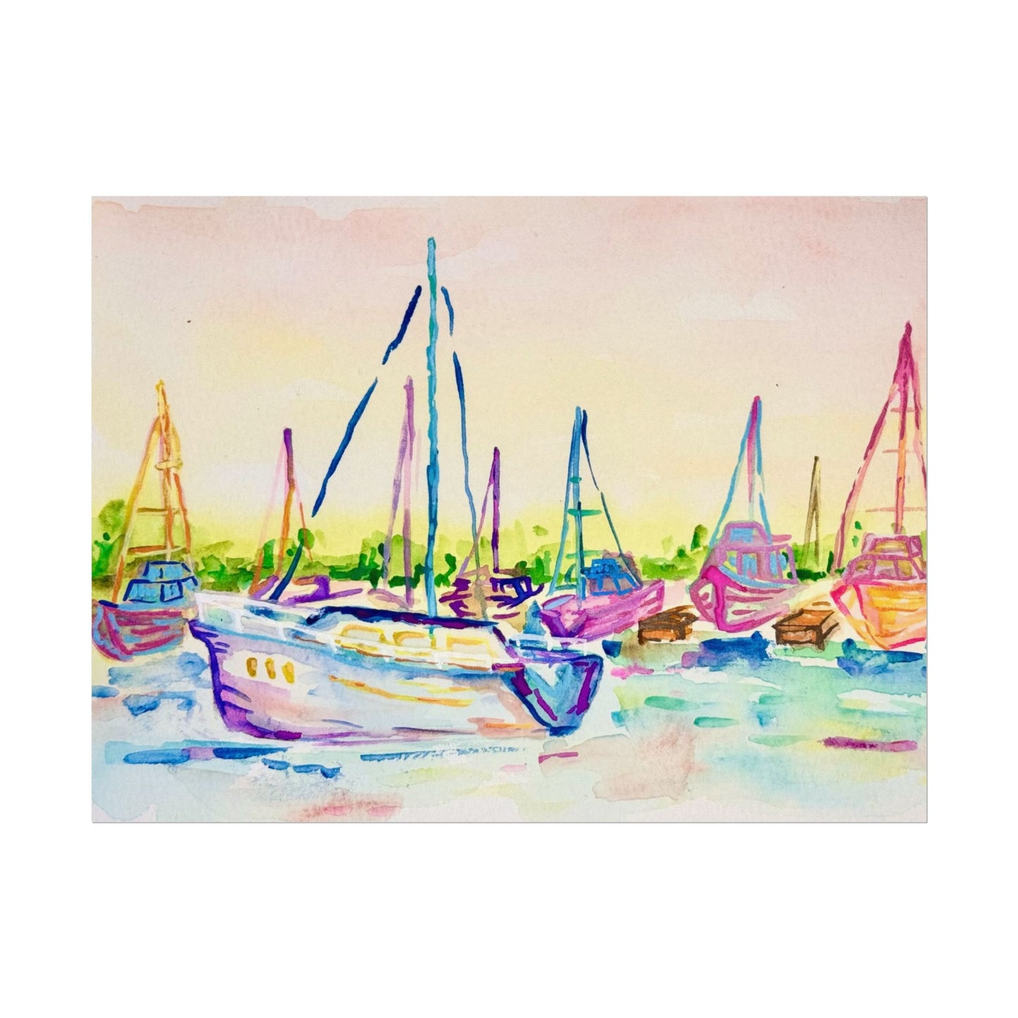 Copy of Watercolor Poster Key West Marina Print