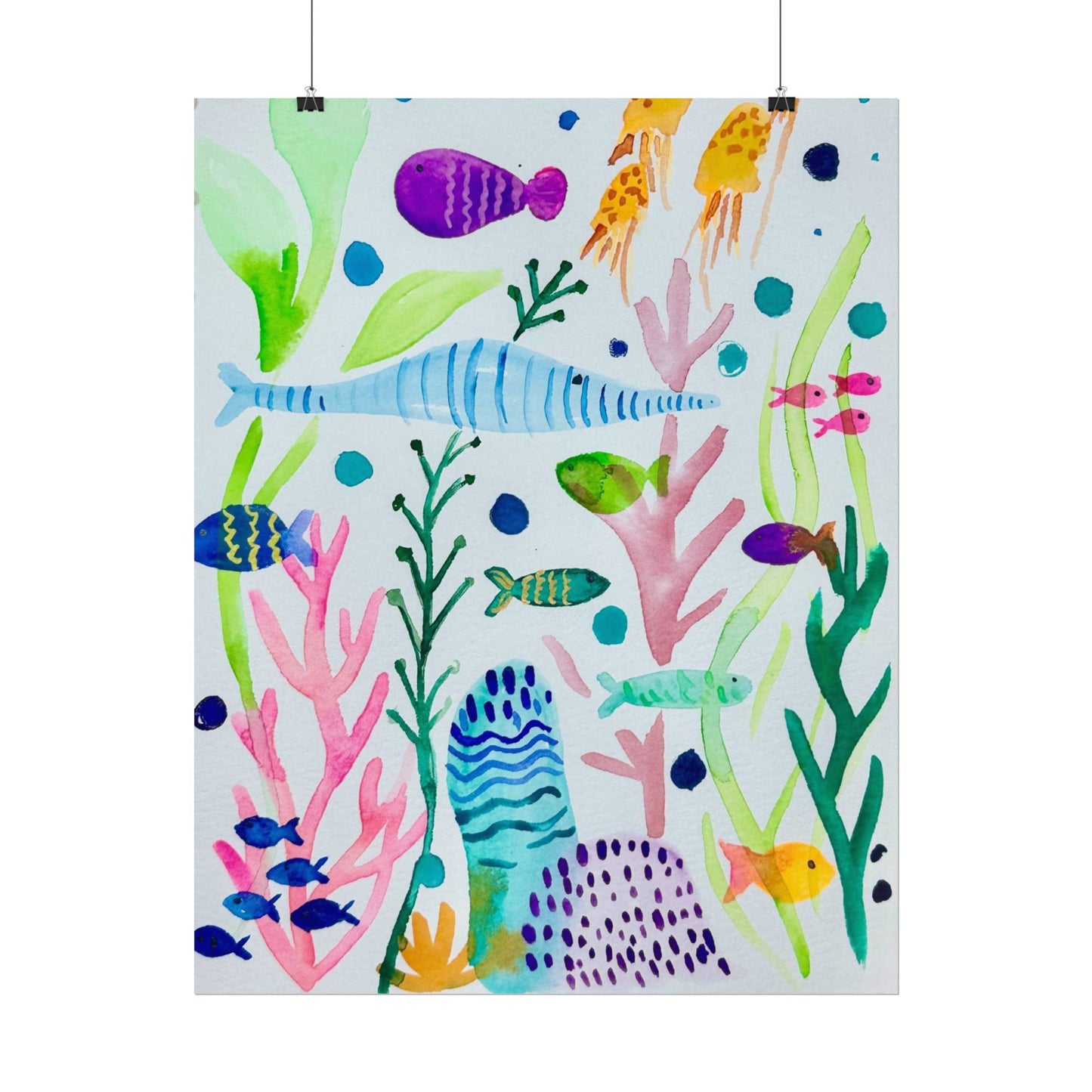 Sea Life Swimming Print Matte