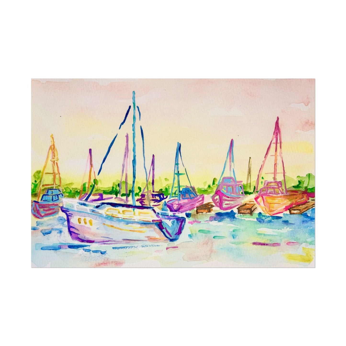 Copy of Watercolor Poster Key West Marina Print