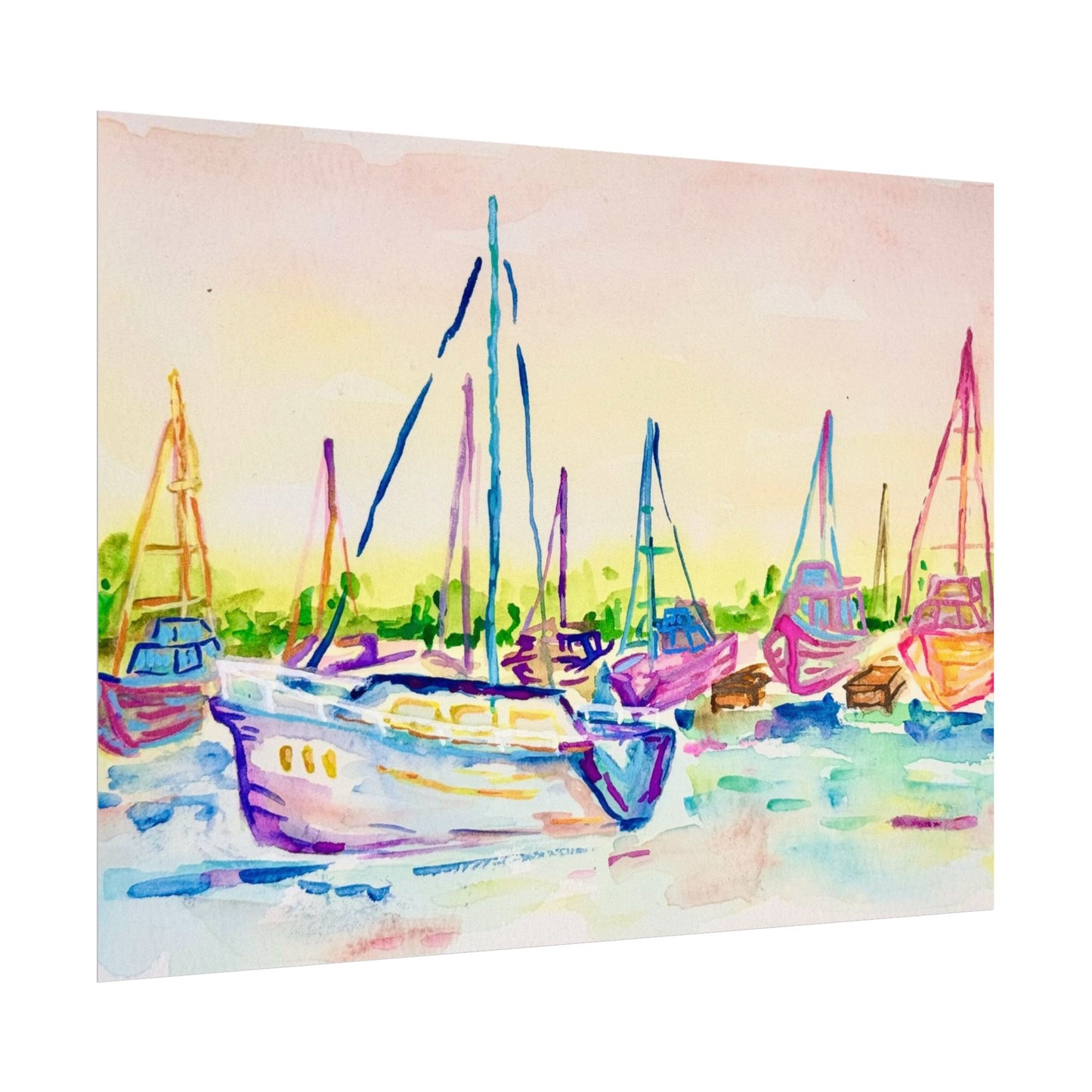 Copy of Watercolor Poster Key West Marina Print