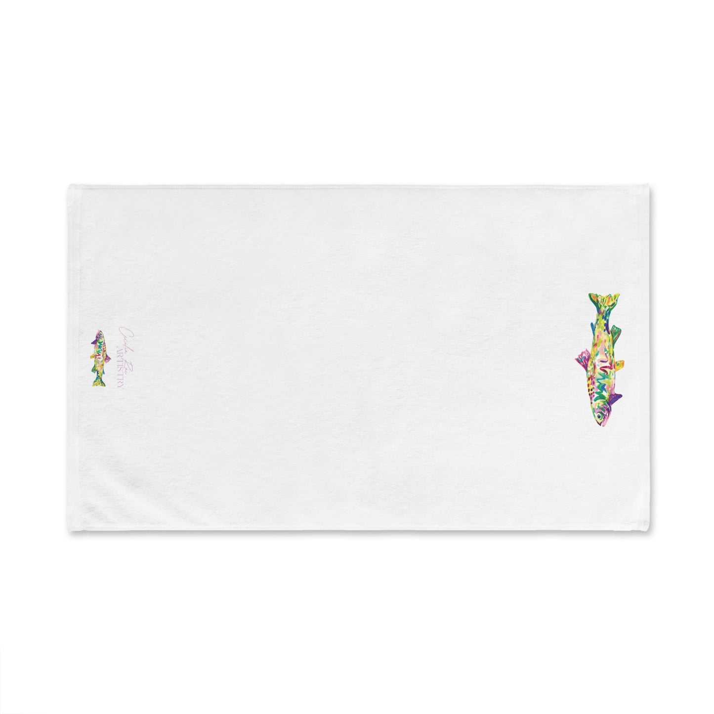 Pink Upstream Fish Hand Towel