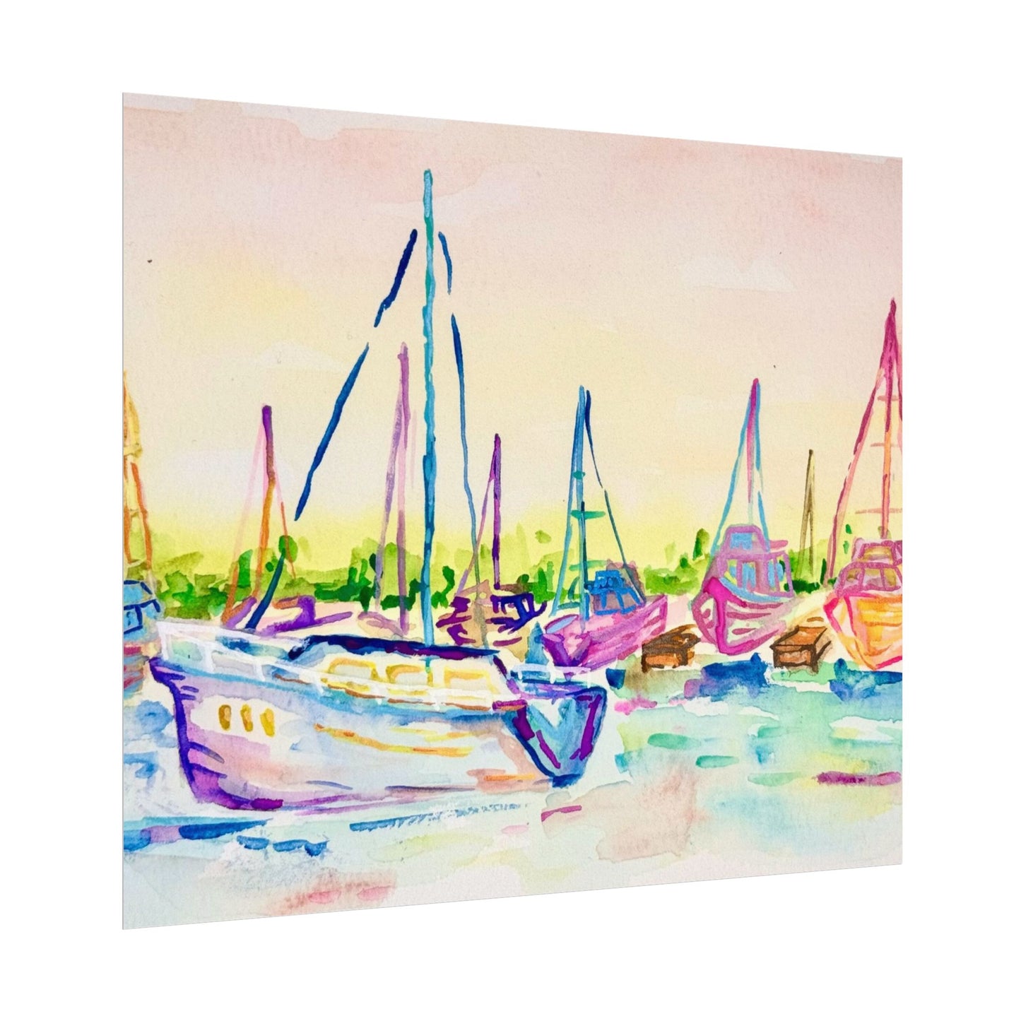 Copy of Watercolor Poster Key West Marina Print