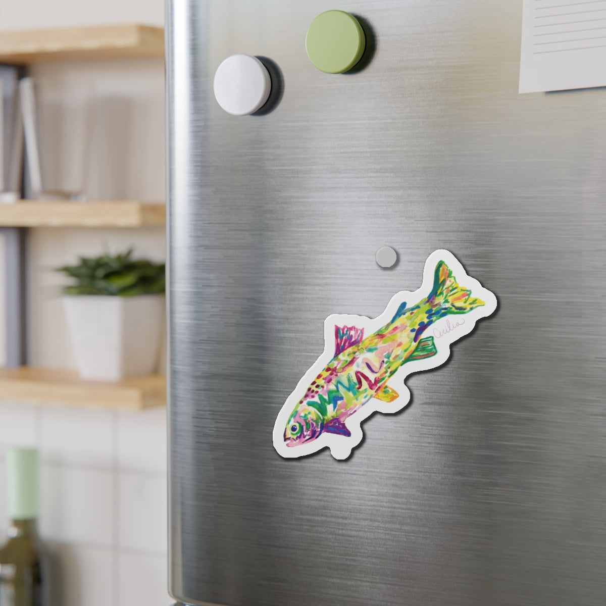 Pink Fin Fish Magnet