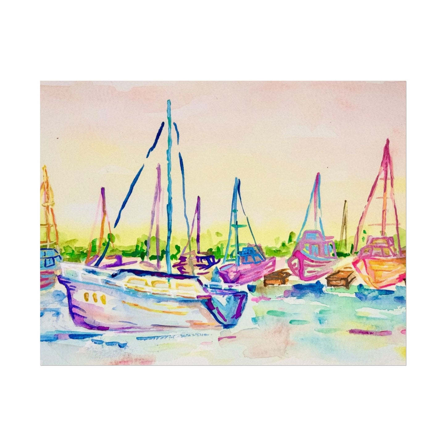 Copy of Watercolor Poster Key West Marina Print