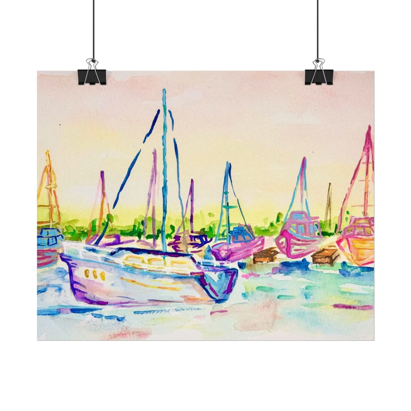 Copy of Watercolor Poster Key West Marina Print