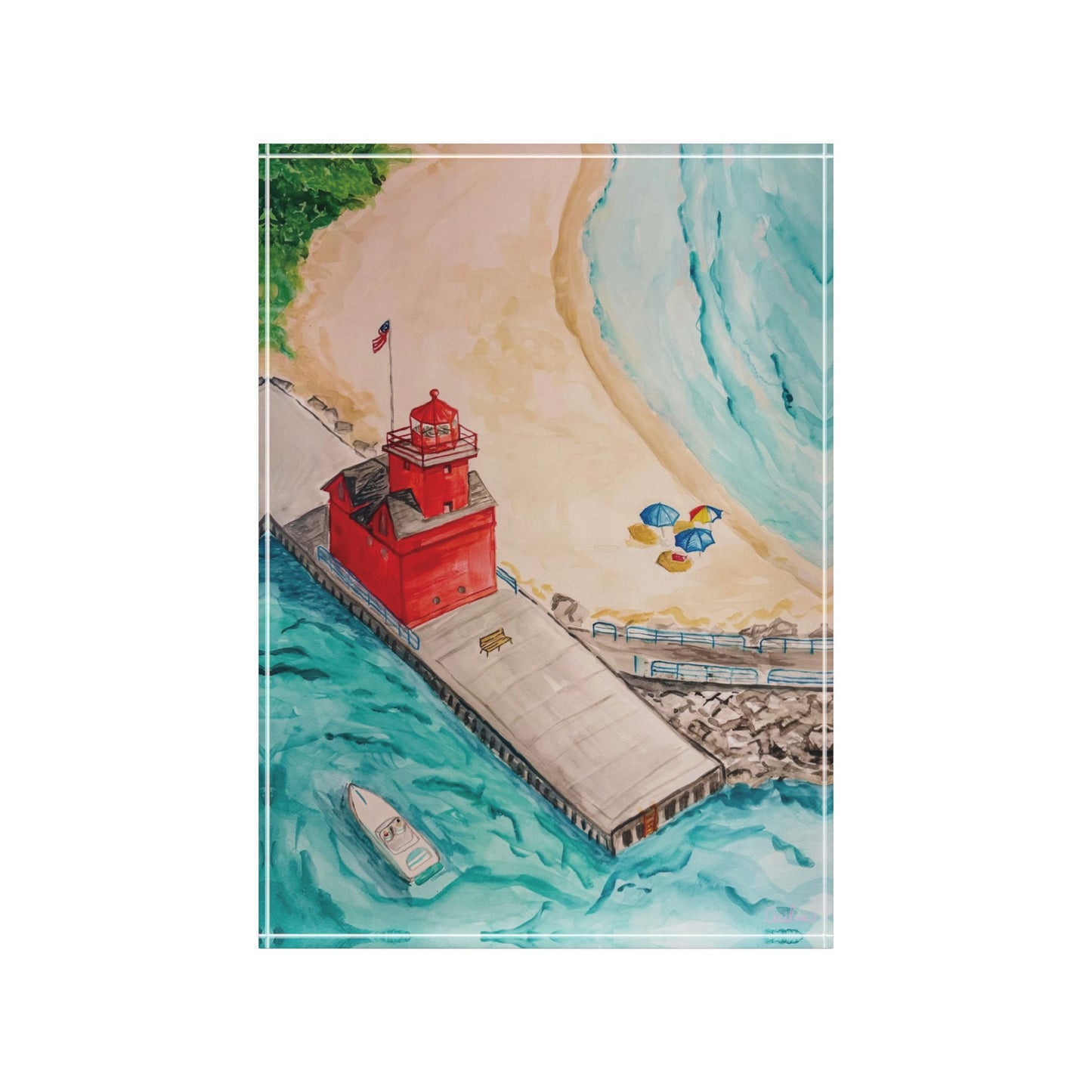 “Holland Lighthouse” Block Print