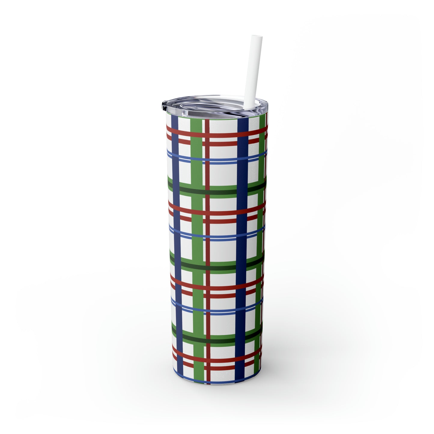 Plaid Tumbler with Straw, 20oz