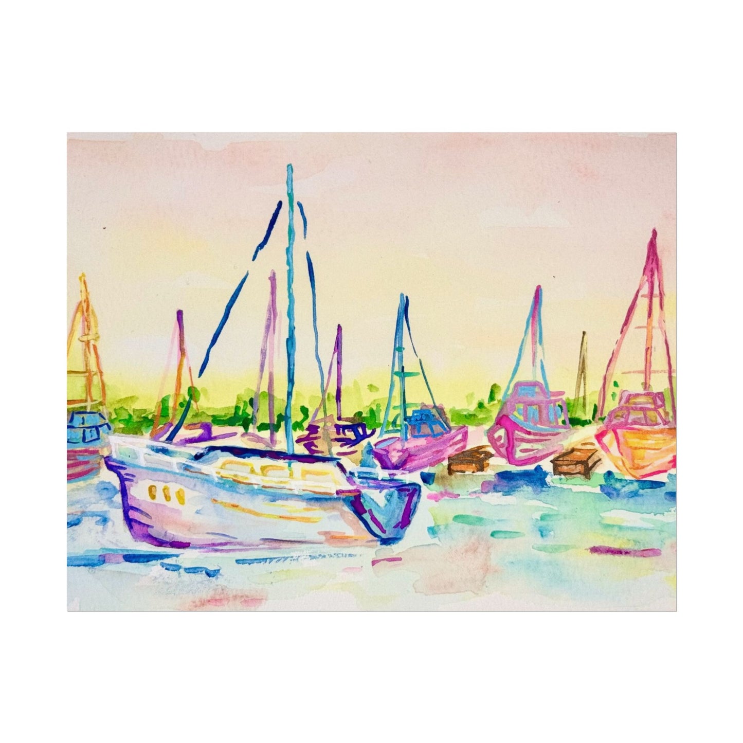 Copy of Watercolor Poster Key West Marina Print