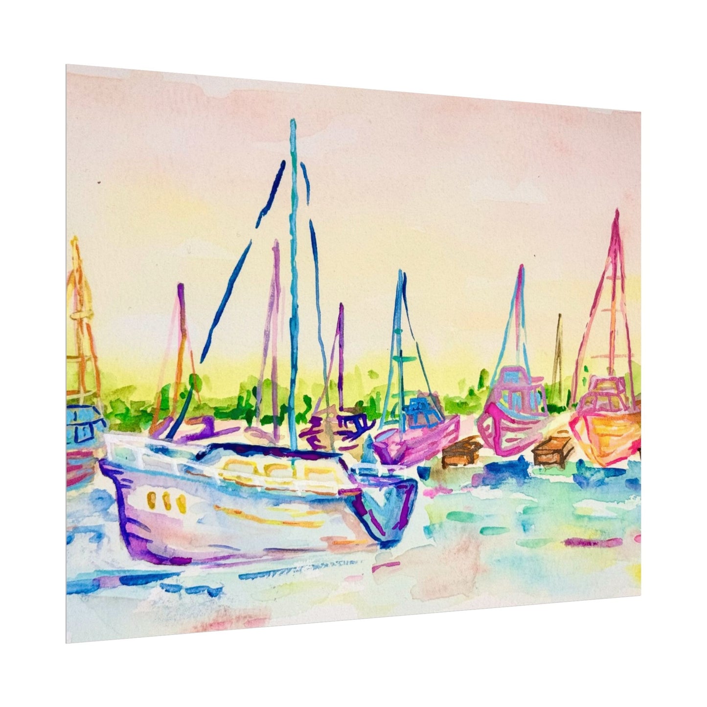Copy of Watercolor Poster Key West Marina Print
