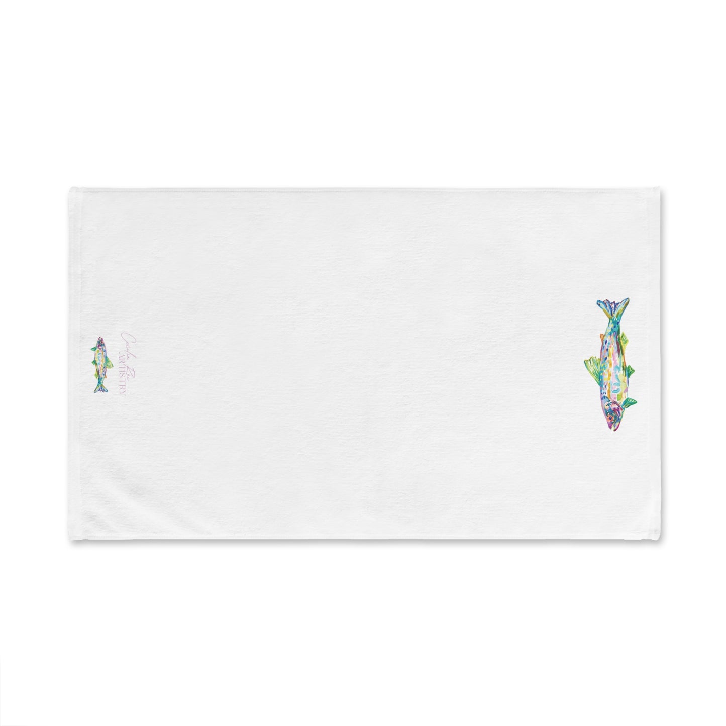 Green Upstream Fish Hand Towel