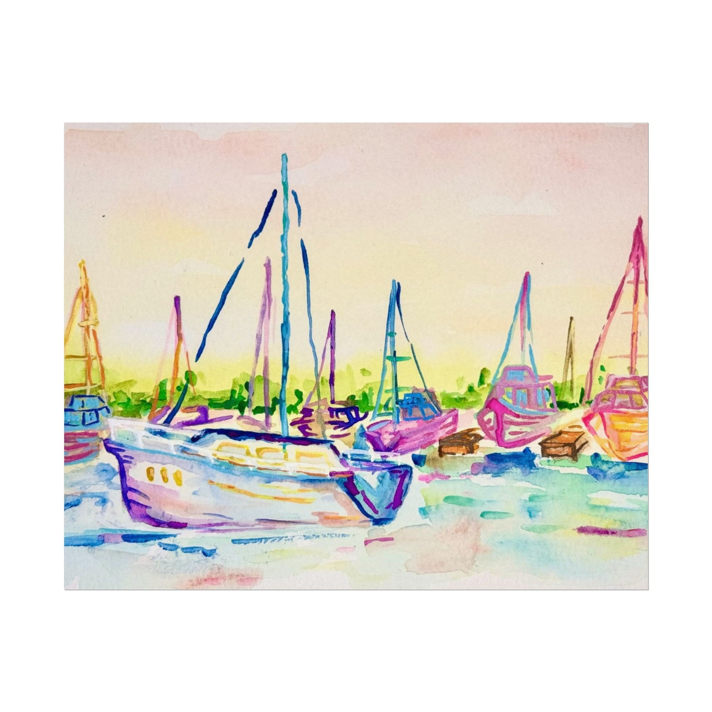 Copy of Watercolor Poster Key West Marina Print