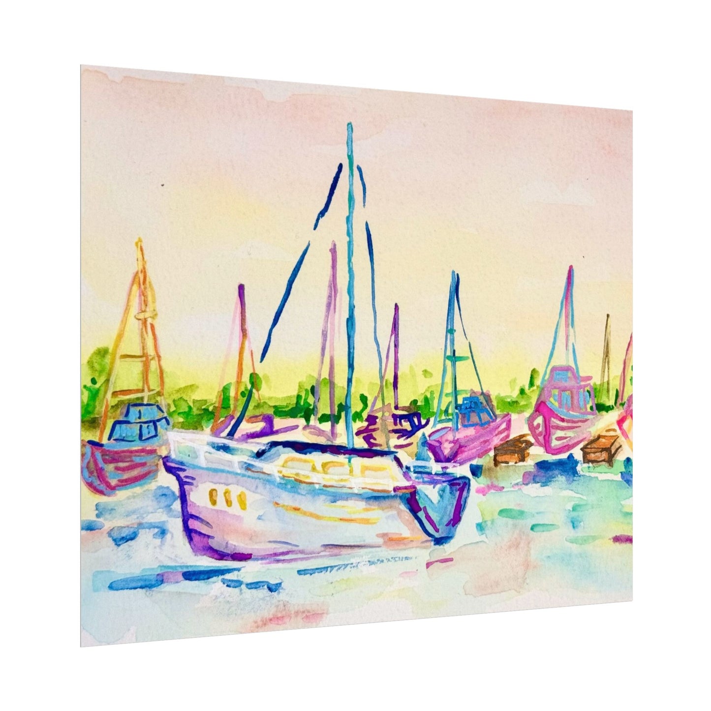 Copy of Watercolor Poster Key West Marina Print