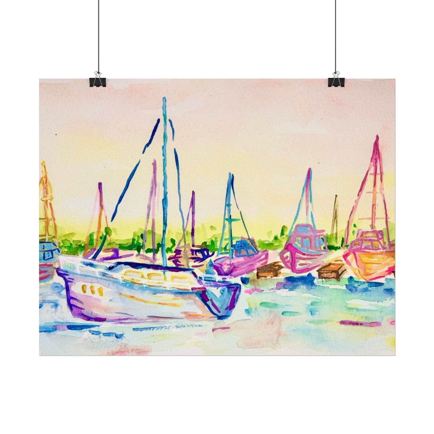 Copy of Watercolor Poster Key West Marina Print