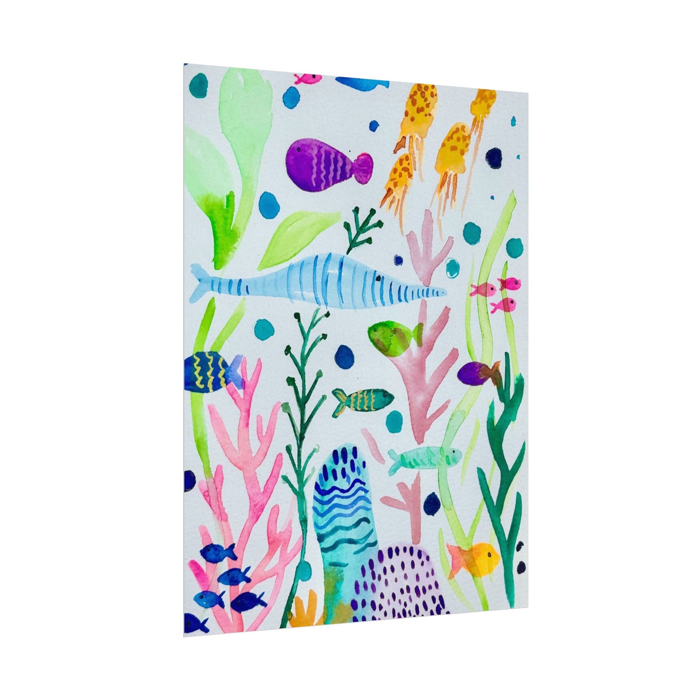 Sea Life Swimming Print Matte