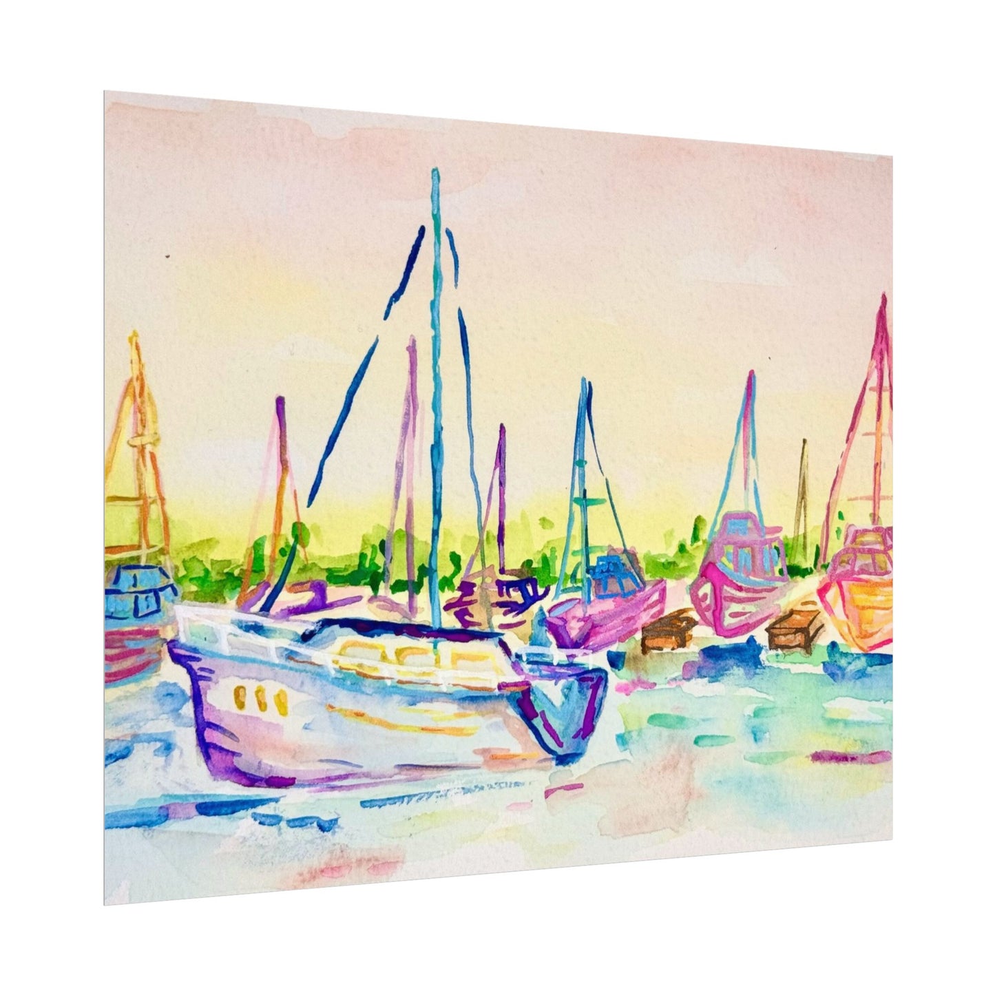 Copy of Watercolor Poster Key West Marina Print