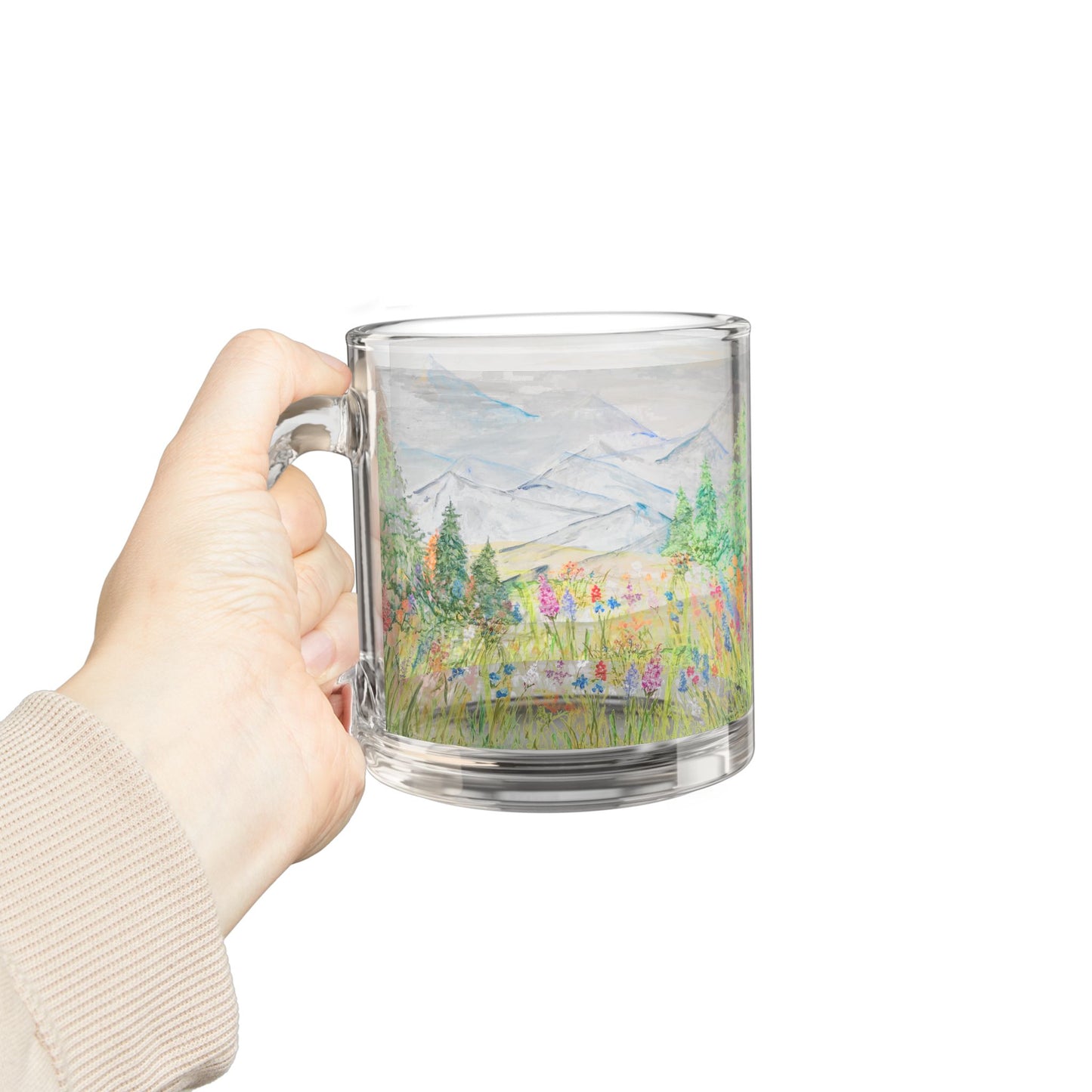 “Flower Valley” Glass Mug
