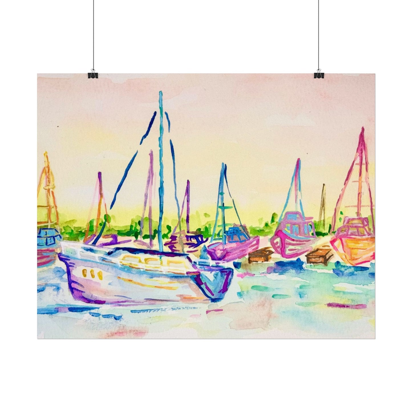 Copy of Watercolor Poster Key West Marina Print
