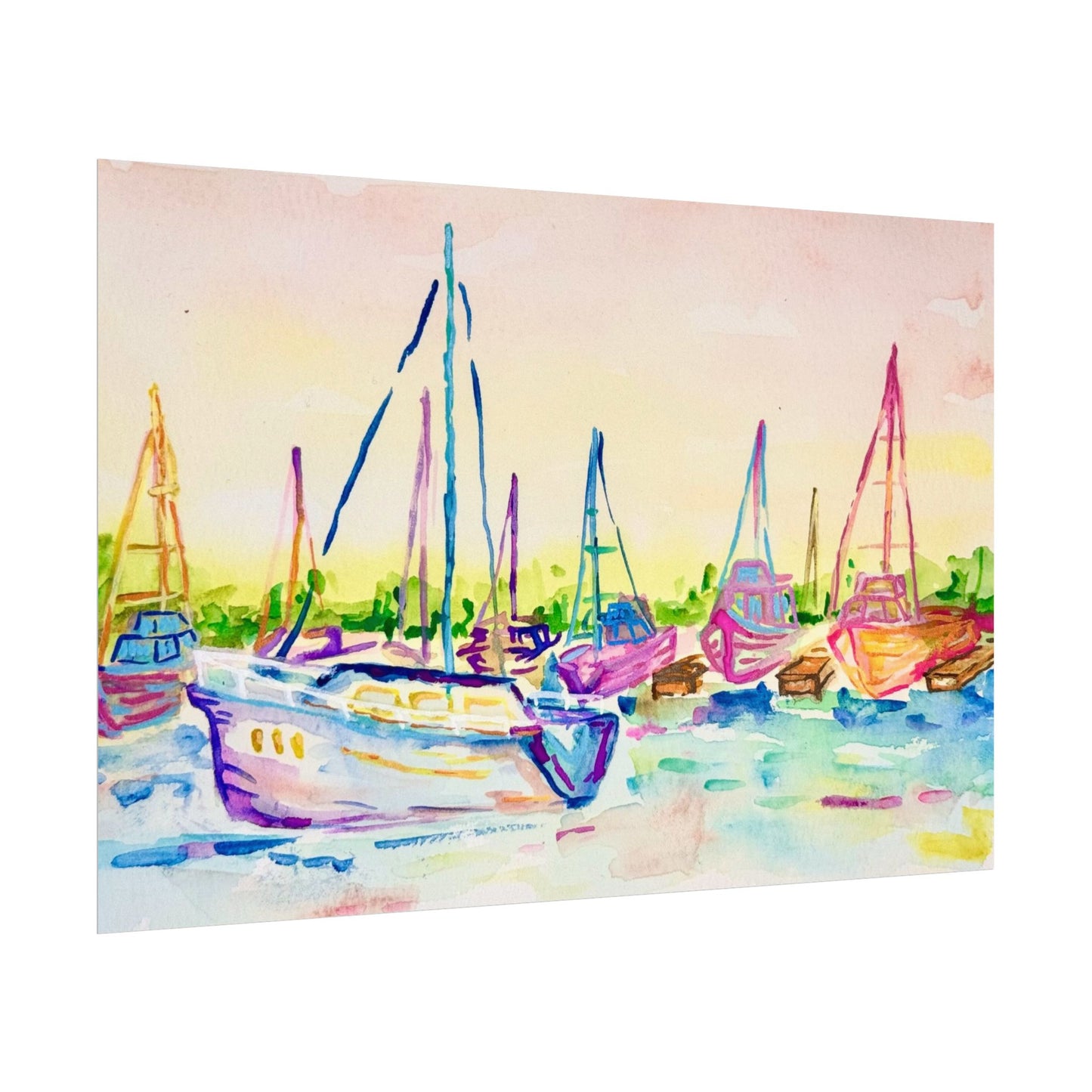 Copy of Watercolor Poster Key West Marina Print