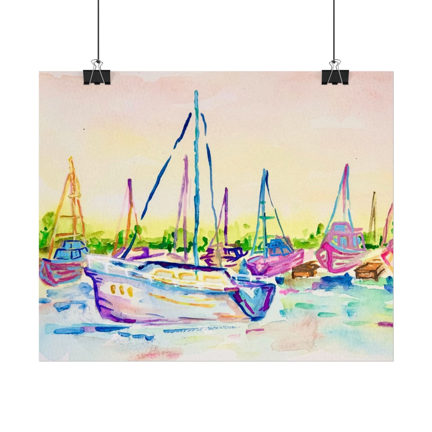 Copy of Watercolor Poster Key West Marina Print