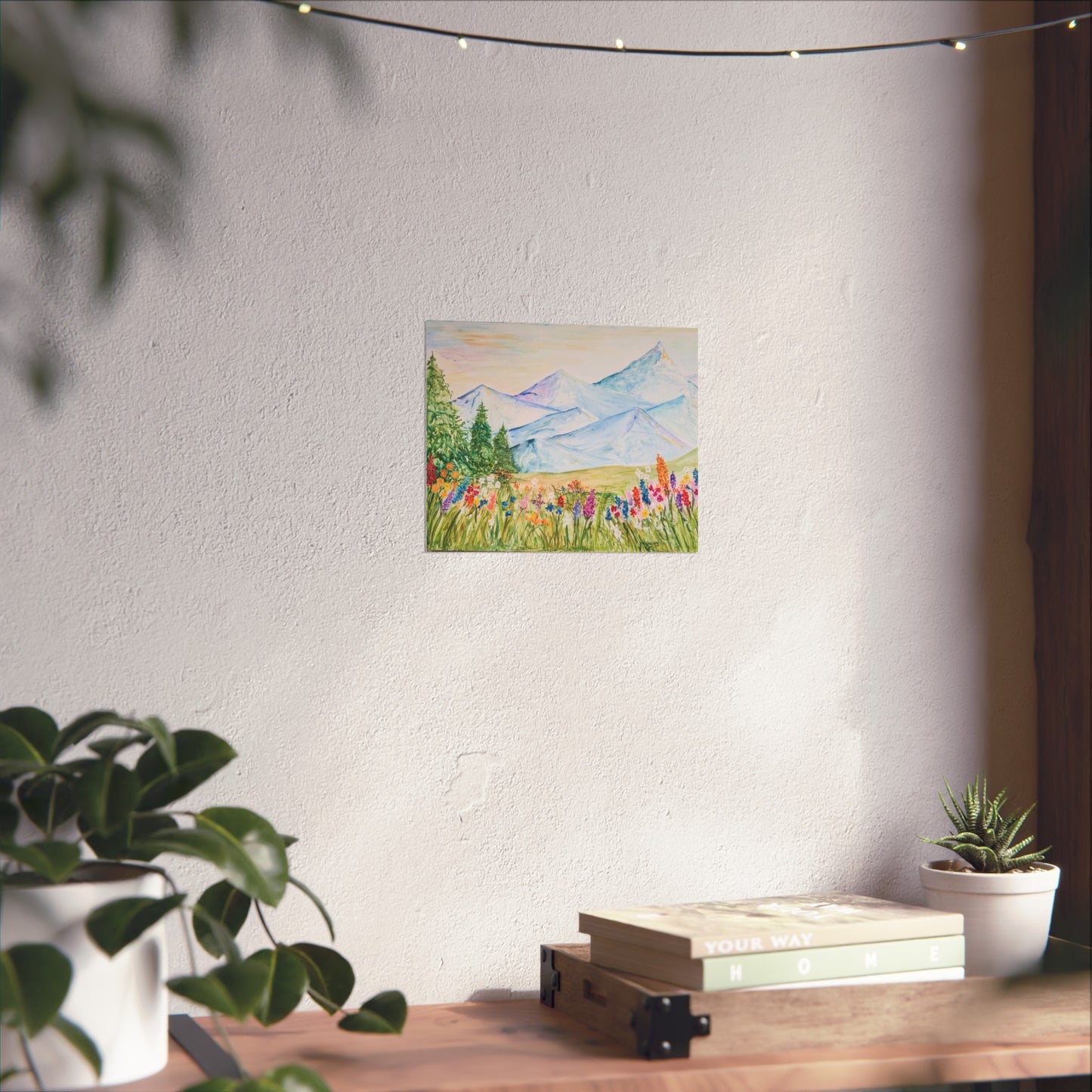 “Flower Valley” Watercolor Mountain Print