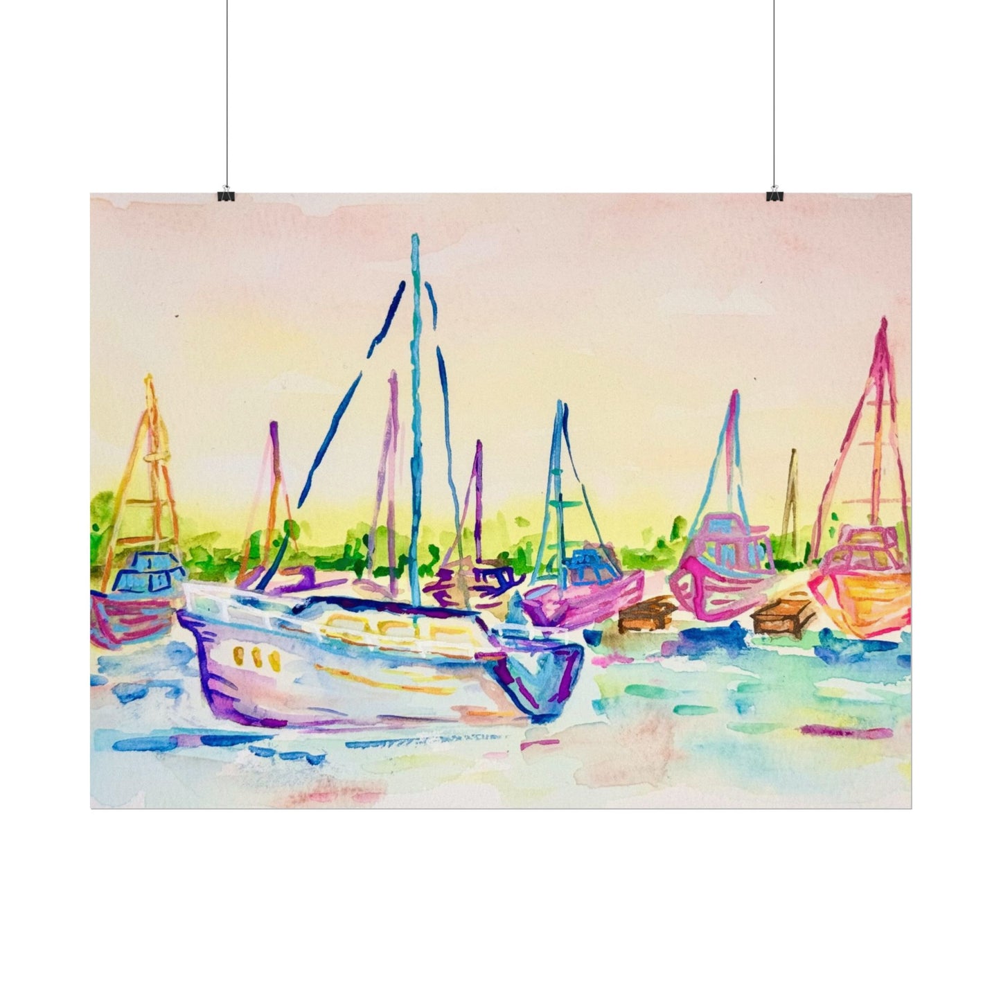 Copy of Watercolor Poster Key West Marina Print