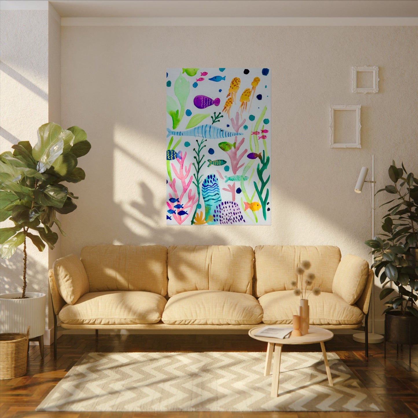 Sea Life Swimming Print Matte