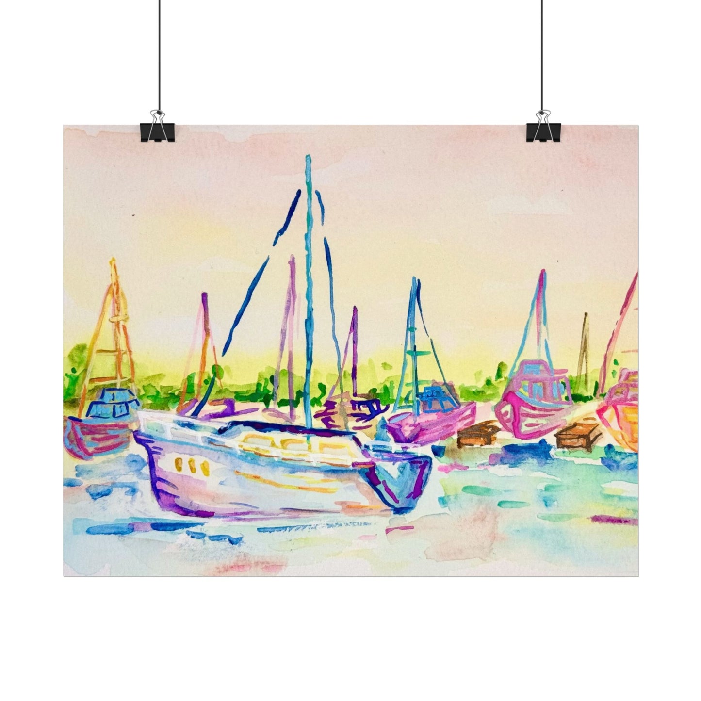 Copy of Watercolor Poster Key West Marina Print
