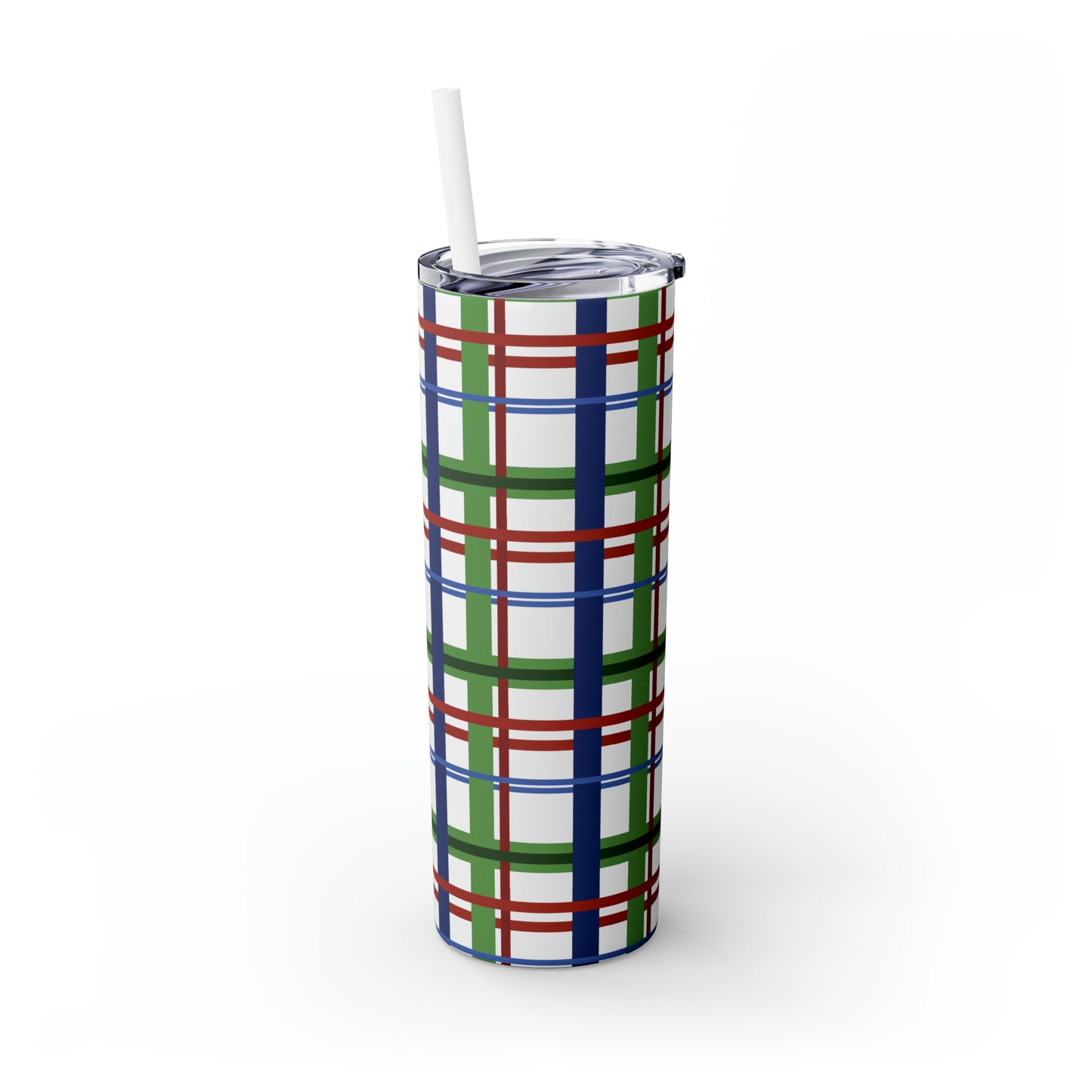 Plaid Tumbler with Straw, 20oz