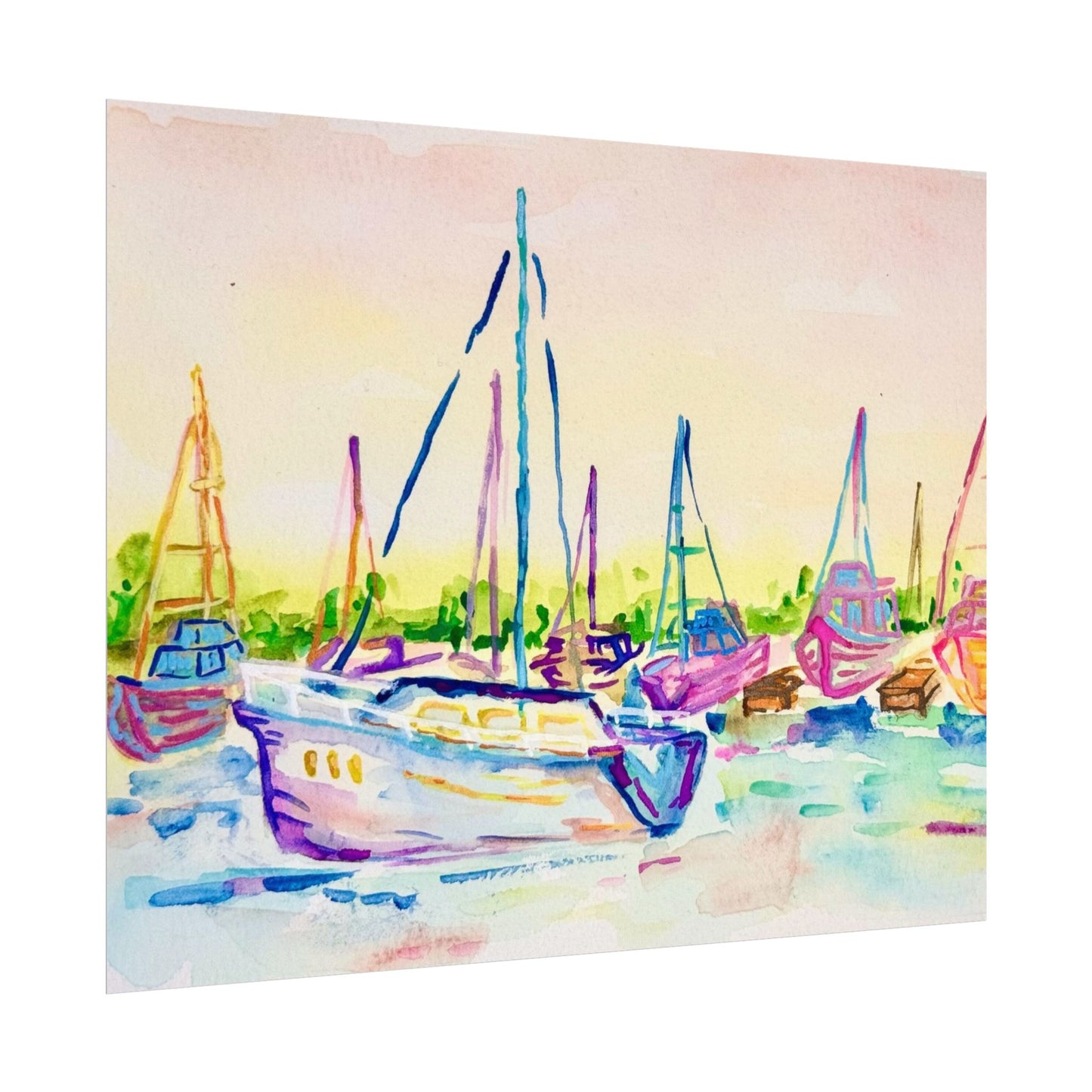 Copy of Watercolor Poster Key West Marina Print