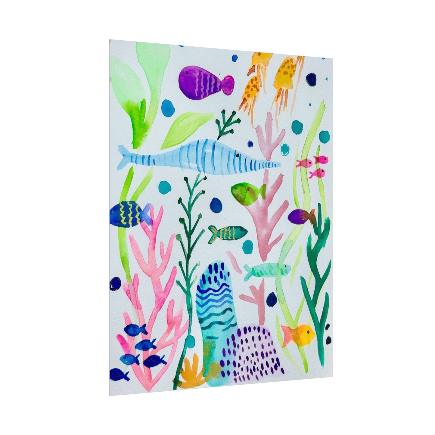 Sea Life Swimming Print Matte