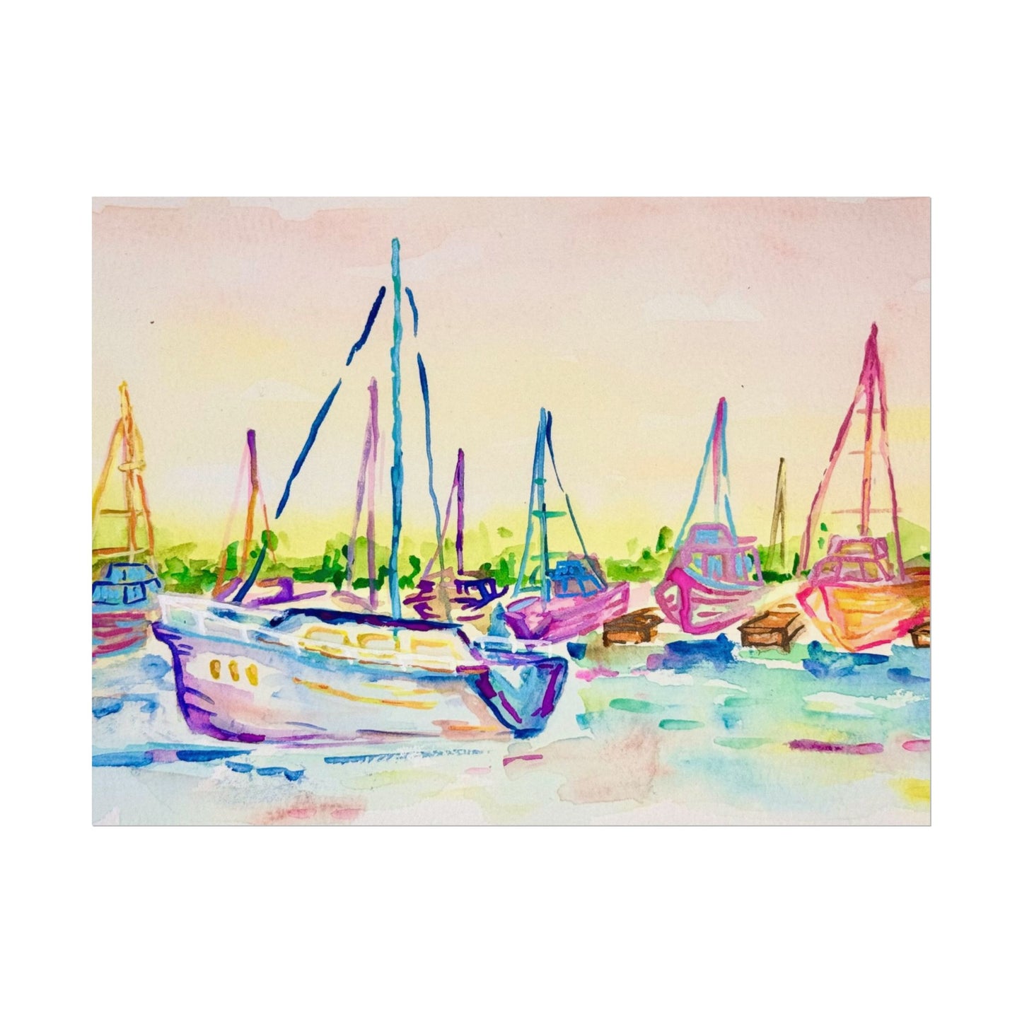 Copy of Watercolor Poster Key West Marina Print