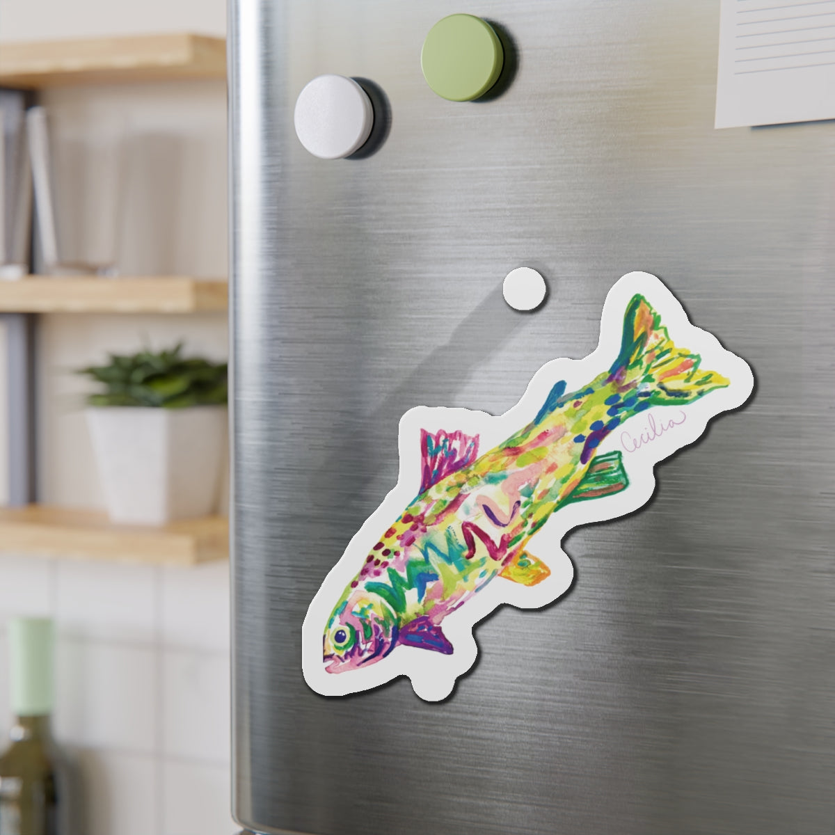 Pink Fin Fish Magnet