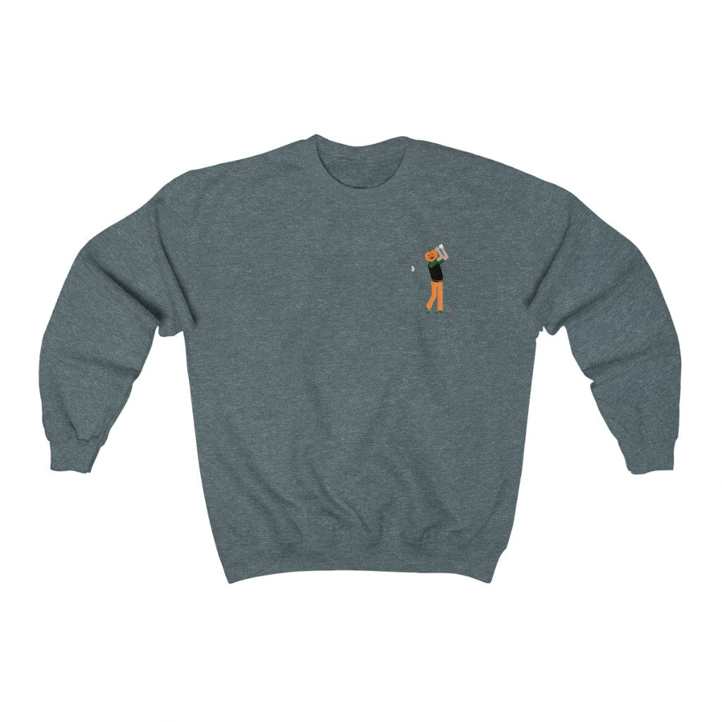 Golfer Pumpkin Head Crewneck Sweatshirt