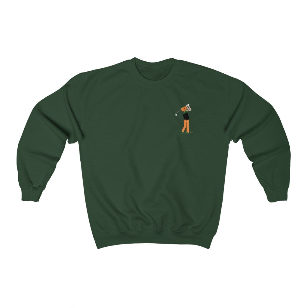Golfer Pumpkin Head Crewneck Sweatshirt