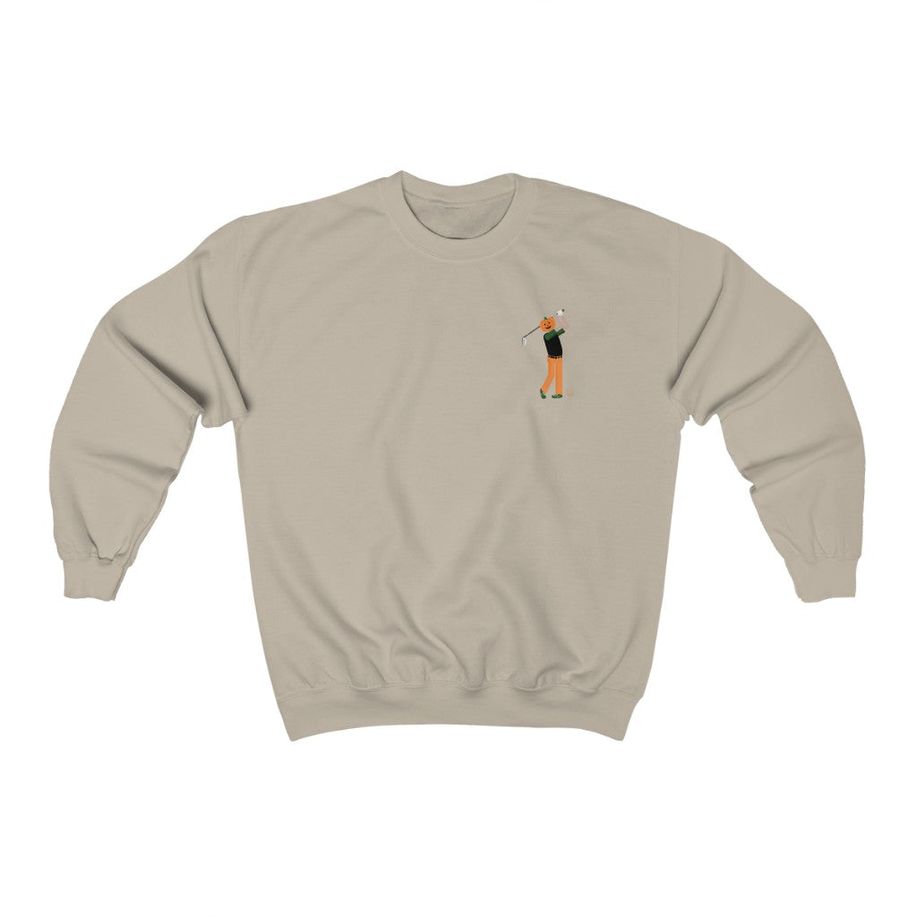 Golfer Pumpkin Head Crewneck Sweatshirt